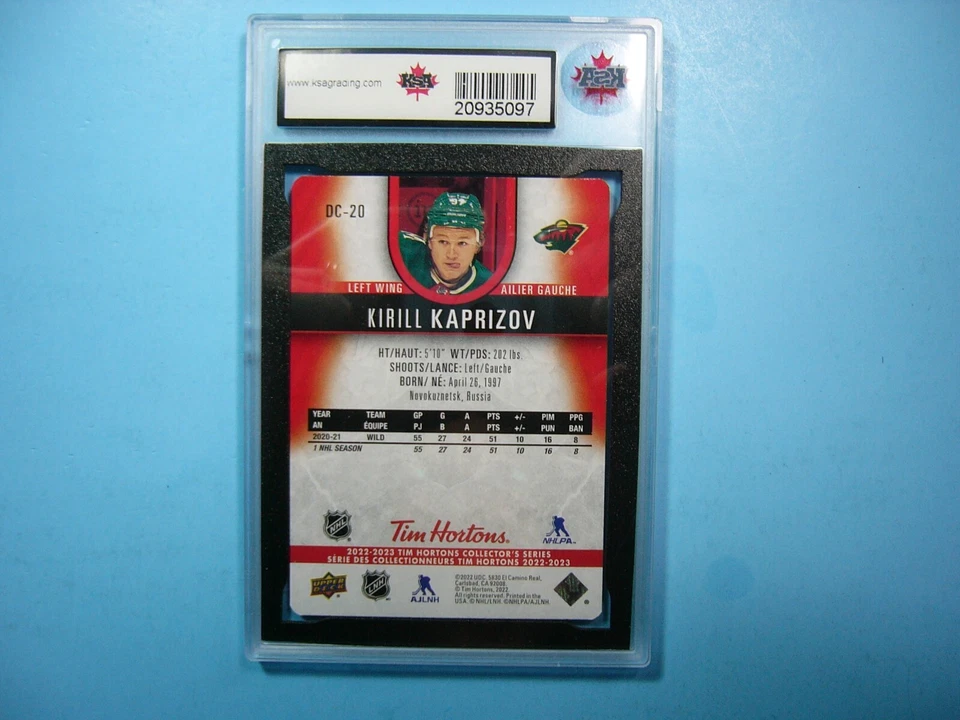 2022/23 UPPER DECK UD TIM HORTONS RED DIE-CUT CARD #DC-20 KIRILL KAPRIZOV KSA 9 - Image 2 of 2