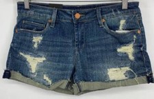 Blank NYC Womens Dark Blue Denim Distressed Jean Cuffed Shorts Size 26 NEW NWT