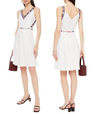 EMILIO PUCCI Belted Pleated Wool-Blend Crepe Dress Ivory sz US XL / IT 48  $2050