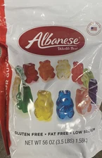 Albanese 12 Flavor Gummy Gummi Bears Candy Share Resealable Bag 56 oz / 3.5 Lbs