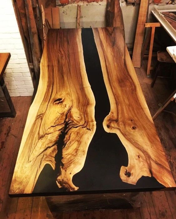 Black Epoxy Resin Dining Table Top/ Epoxy Wooden Furniture For Home & Office Top