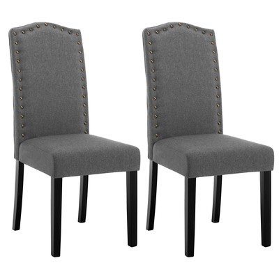 2x Esszimmerstühle Polsterstuhl Küchenstuhl Massivholz Leinen BH386dgr-2