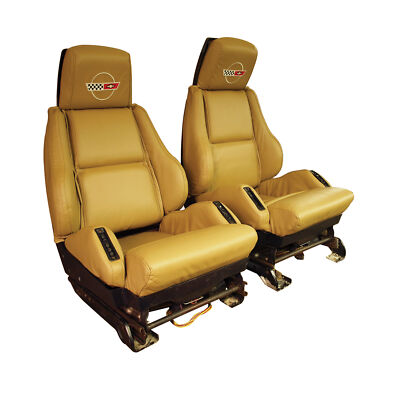 Corvette C4 OE Style Embroidered Sport Leather Seat Covers - Blue 1989 ...