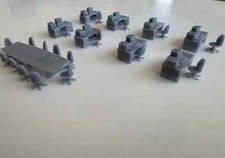 Set Ufficio Completo, 44 Pezzi, Scala 1/87 HO - Tavolo Riunione e Ufficio