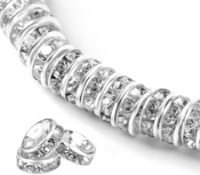 200 pcs Rondelle Spacer Beads 8mm Jewelry Making Bracelet Necklace Silver NEW