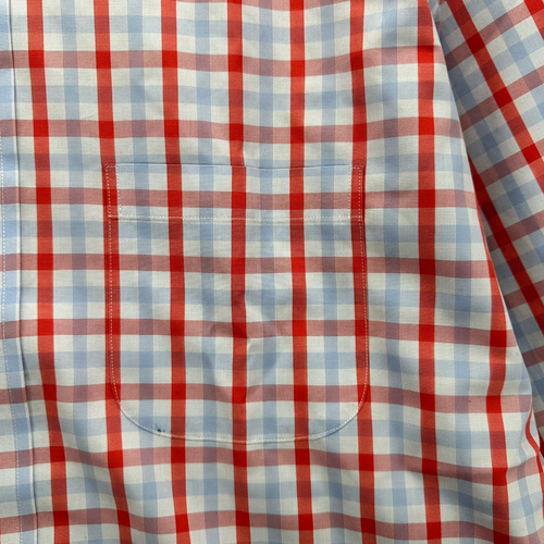 Brooks Brothers 346 Herren Langarm Hemd mit Knopfleiste XL Bügelfrei Blau Rot - Bild 6 von 7
