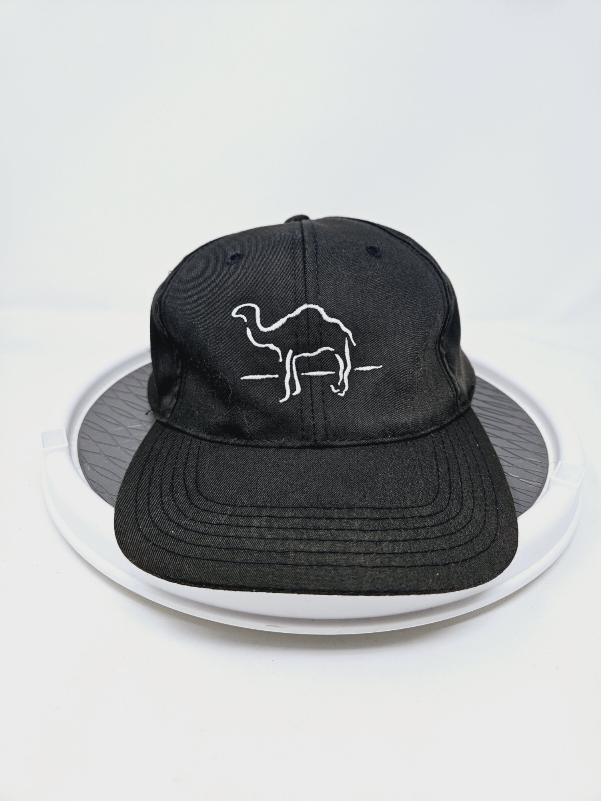 VINTAGE Camel Hat Cap Snap Back Black Cigarette Spell Out Logo Mens 90s