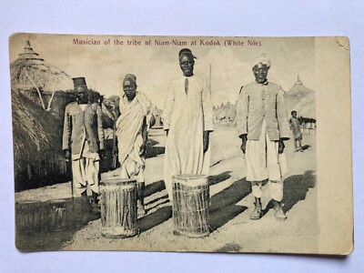 Musiker von Niam Niam Stamm Kodok Weißer Nil Sudan Vintage Postkarte R16