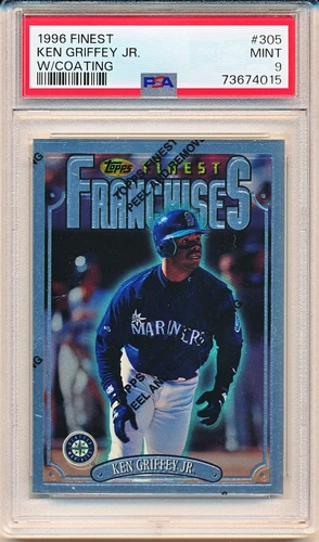 KEN GRIFFEY JR. 1996 TOPPS FINEST #305 FRANCHISES UNCOMMON W/ COATING PSA 9 MINT