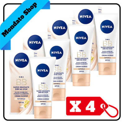 NIVEA BB CREAM 5IN1 SUPER FEUCHTIGKEITSSPENDENDE SPF 15 NATÜRLICHE UND STRAHLENDE HAUT 50ml (X4)
