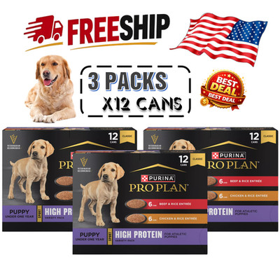 3 Pcs Purina Pro Plan Sport Puppy Wet Dog Food - High Protein, 13 Oz, 12 Ct