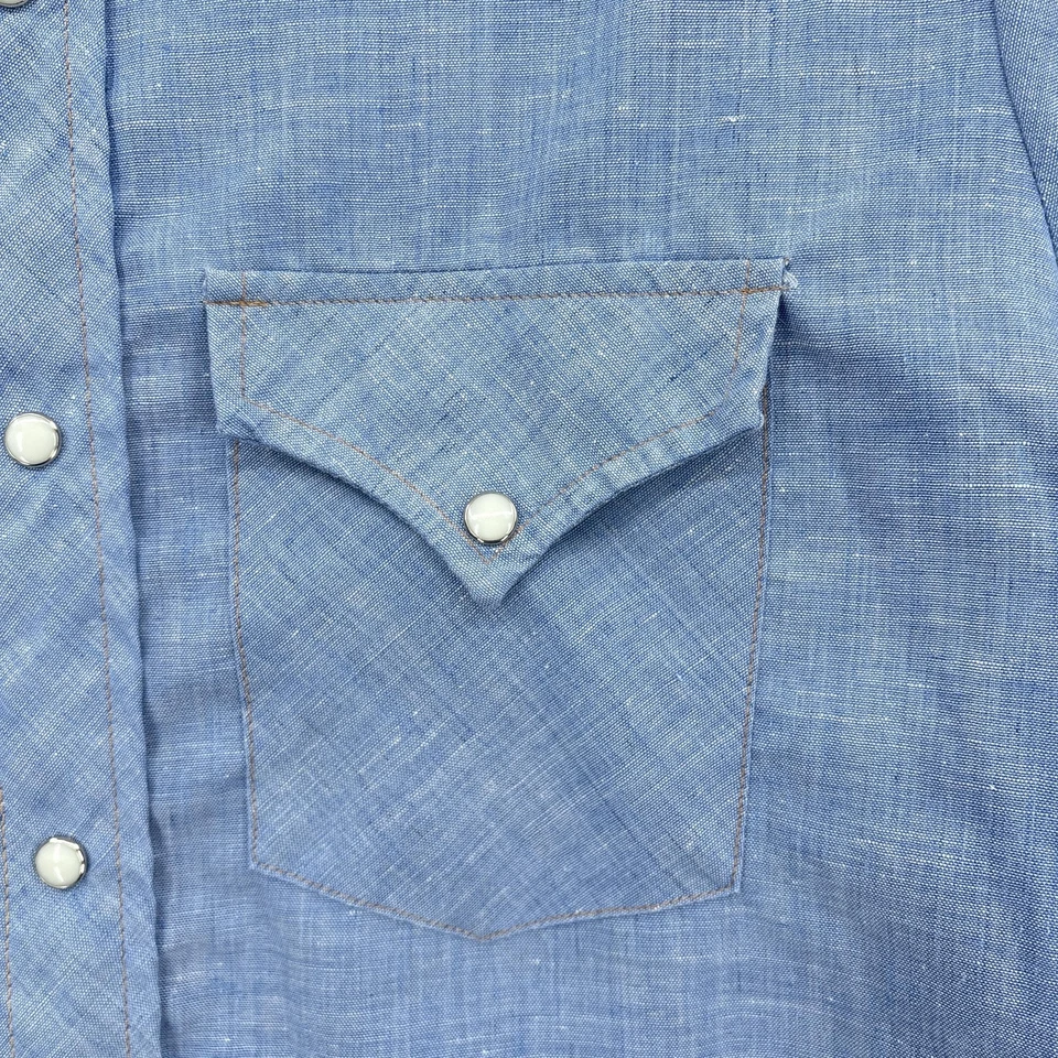 Camisa De Colección Ely Plains Rider Hombres 16 Azul Cuello Daga Occidental Perla Hecha a Presión en EE. UU. Foto 2 de 4