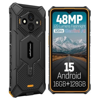 Rugged Phone Unlocked 16GB Android 15 6.56 120Hz 5600mAh Orange Ulefone RugKing