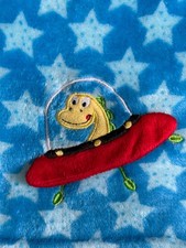 Le Bebe Favorite Blue Stars Dinosaur Flying Saucer Blanket Adorable ExCondition 