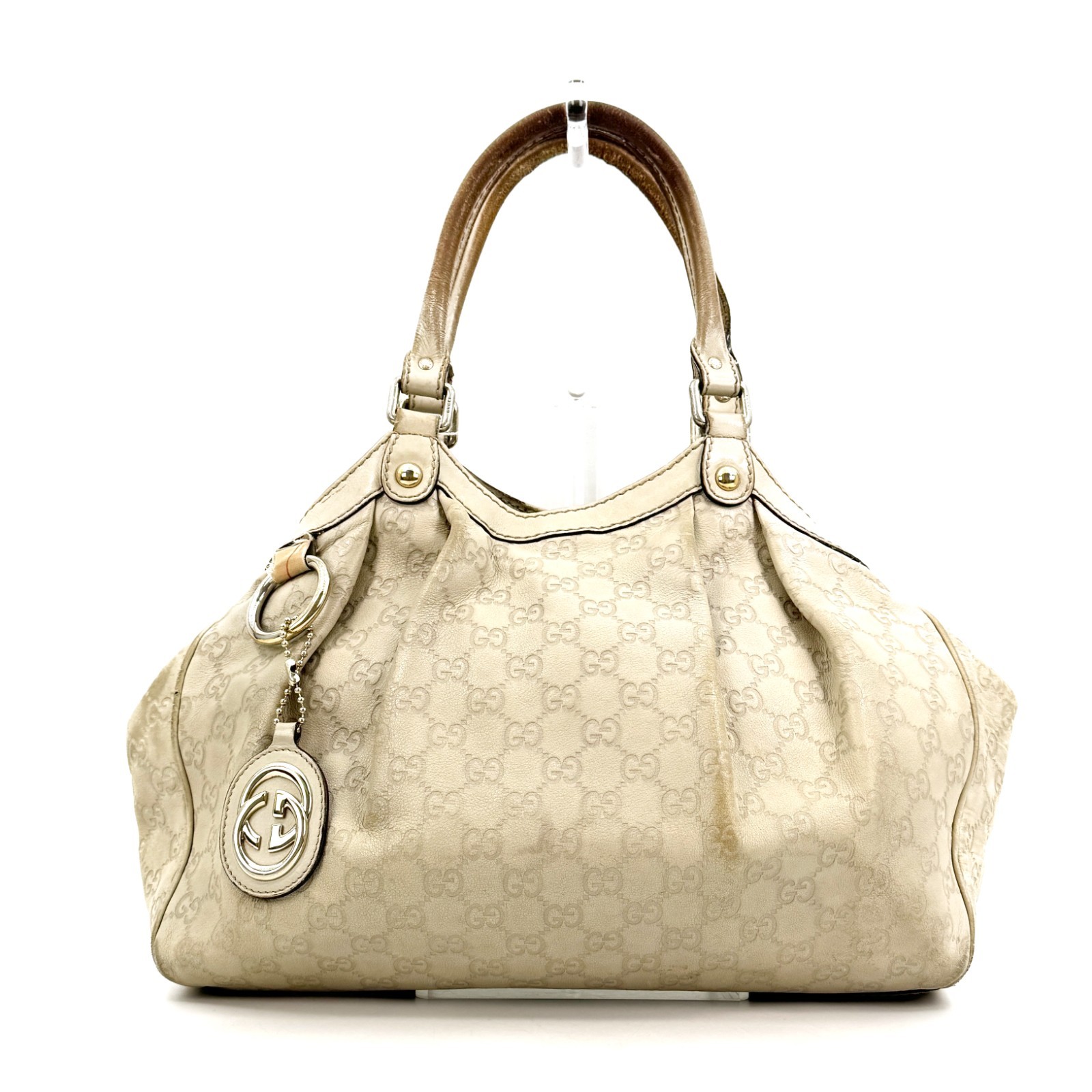 Gucci Sukey Guccissima borsa tote in pelle borsa a mano bianca 211944 autentica