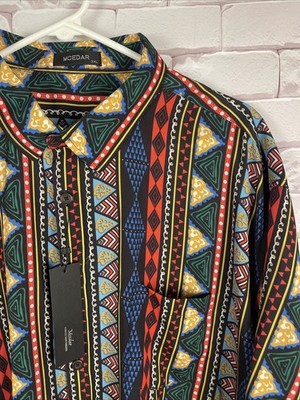 MCEDAR Collection Vogues Men s Button Down Colorful Geometric Shirt Size 3XL New
