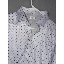 Collars  Co Mens Large White Blue Geometric Dress Collar Polo Performance Shirt