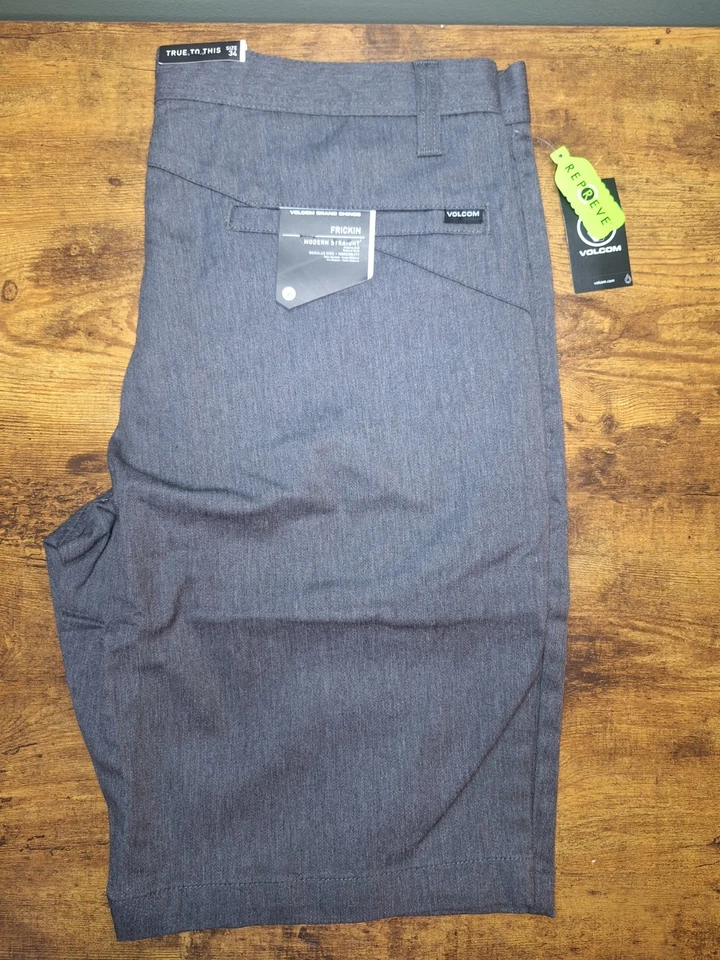 Volcom Men’s Frickin Modern Straight Chino Shorts, Grey, Size 34 - New With Tags - Image 3 of 4