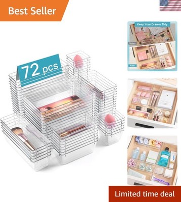 Durable and Stylish 72-Piece Plastic Organizers - Easy-Clean Storage Solution