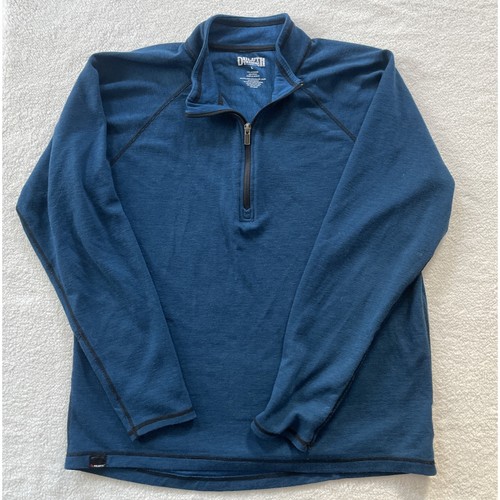 Duluth Trading Co Pullover Mens L Blue Polartec Power Grid Wool Blend 1/4 Zip