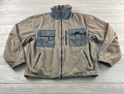 #ad VTG Cabela#x27;s Outdoor Gear Brown Black Fleece zip close 4 pockets Jacket Men M $7.50