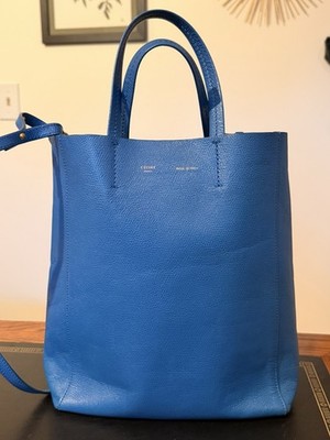 Celine Cabas Vertical Tote Small Blue Leather