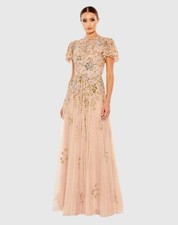 Mac Duggal Taupe Pink Butterfly Sleeve Gown Size 18 New Mother Bride Groom