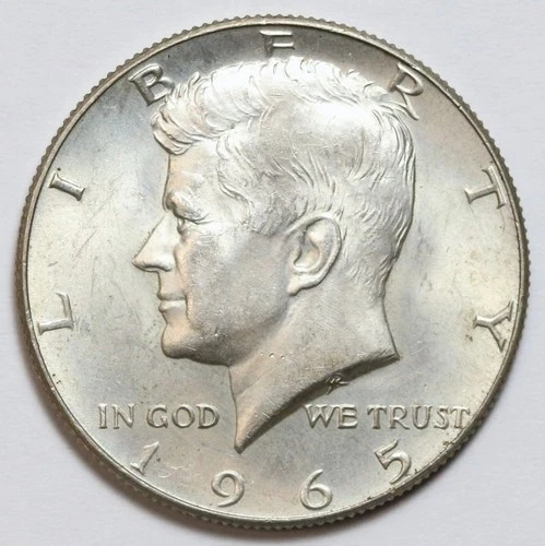 1965 50c Kennedy 40% Silver Half Dollar Uncirculated - RAW - Nice Coin
