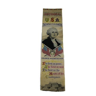 1876 Centennial Exhibition George Washington Stevengraph Silk Ribbon USA