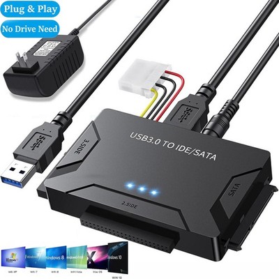 USB 3.0 To IDE/SATA Converter Adapter Kit For 2.5''/3.5'' SATA/IDE/SSD Hard Drive