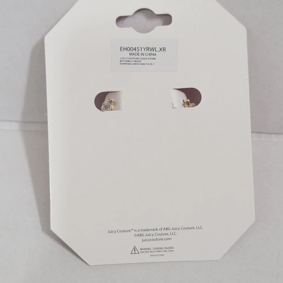 NOVO! Brincos cravejados de strass borboleta tom dourado Juicy Couture - Imagem 2 de 3