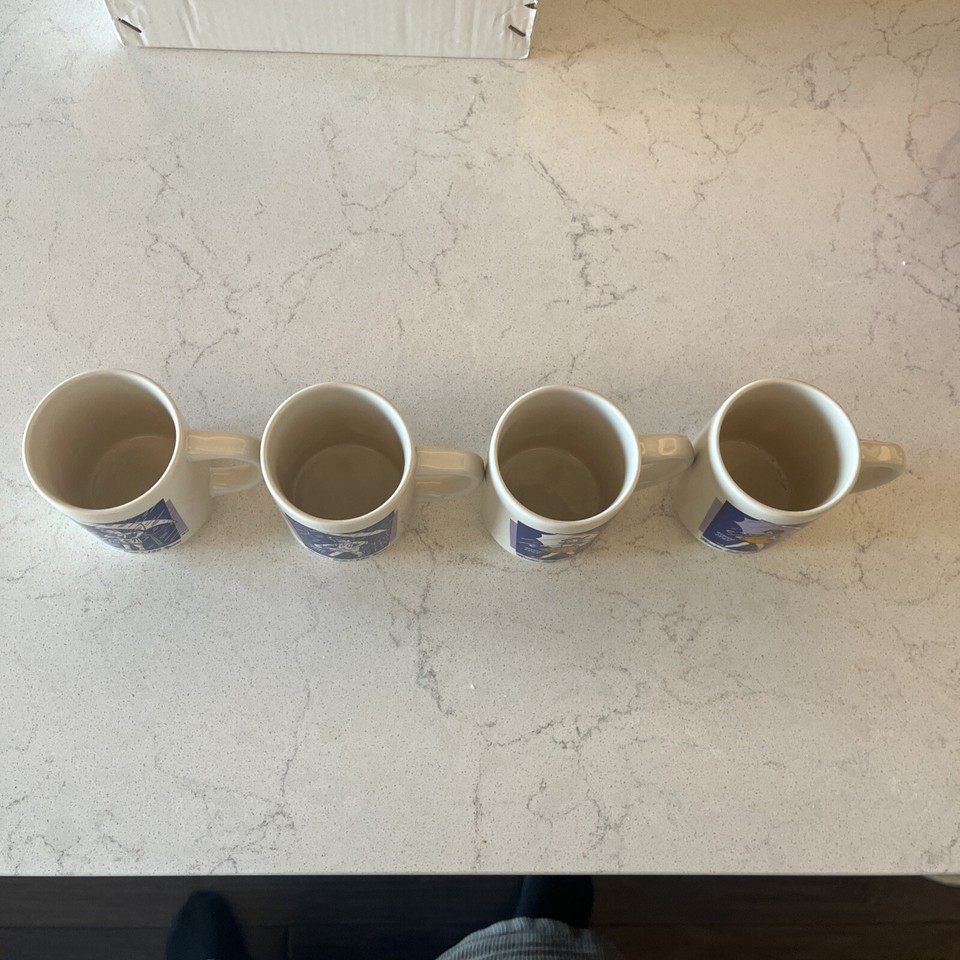 Morton Salt Coffee Mugs 150 Years Anniversary 4 pc set Bryan China