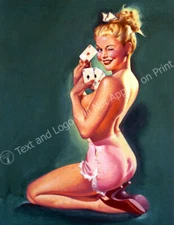 1955 Winning Aces Pin Up Vintage Art Print 8.5" x 11" Reprint