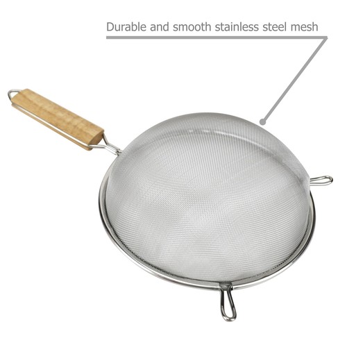 2 Pack Stainless Steel Fine Mesh Cooking Skimmers Food Strainers with Wooden ... - Picture 8 of 8