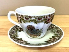 1 Cup 1 Saucer Thanksgiving Churchill Turkey Myott Factory Illustration England