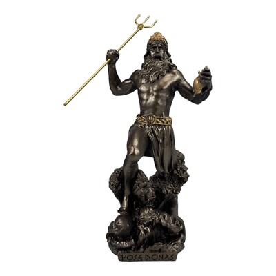 Poseidon Greek God of the Sea Neptune Bronze Color Statue