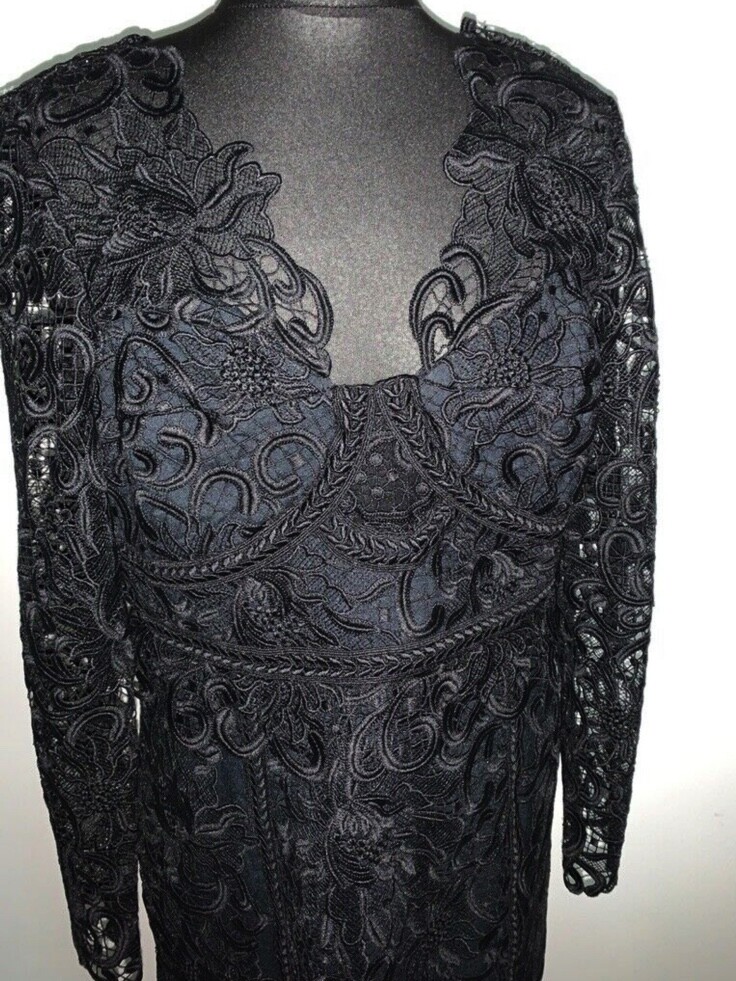 REISS BLACK LACE EVENING MINI DRESS WITH CUT OUT WAIST LONG SLEEVE VARIOUS  SIZES | eBay