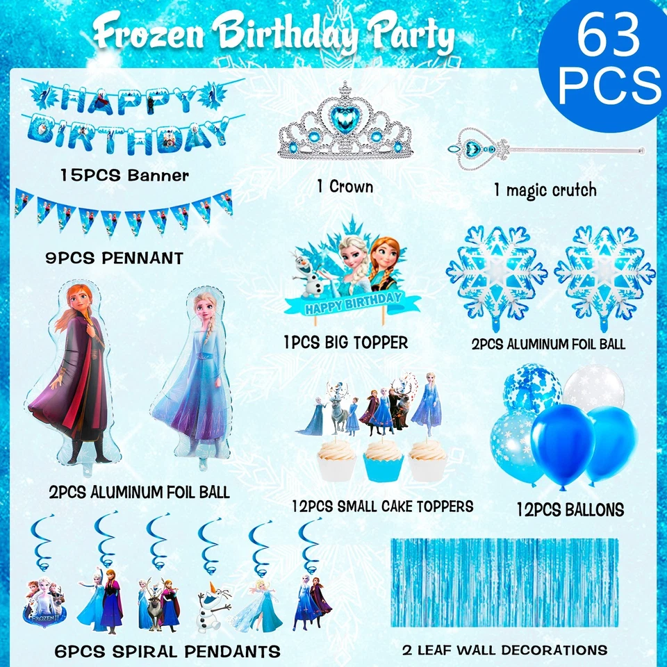冰雪奇缘生日派对用品安娜和艾莎公主派对装饰气球 — 第 2/4 张图片