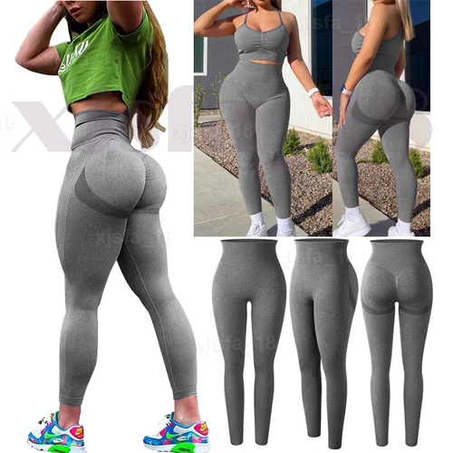Women Anti Cellulite Yoga Pants High Waist PUSH UP Leggings Workout Trousers Gym - Picture 13 of 23