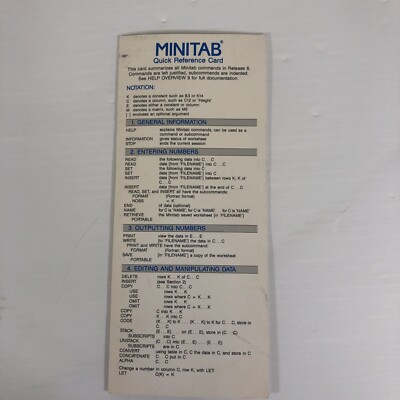 Minitab Quick Reference Card