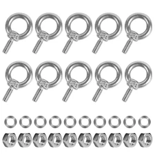10 Pack Eye Bolts with Nuts M6 Screw Eyebolt Stainless Steel Heavy Duty Eye Bolt