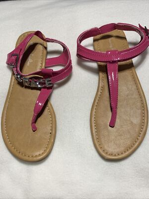 CHASING FIREFLIES Pink Thong Ankle Strap Sandals Size 2,  GRACE  Good Used Cond