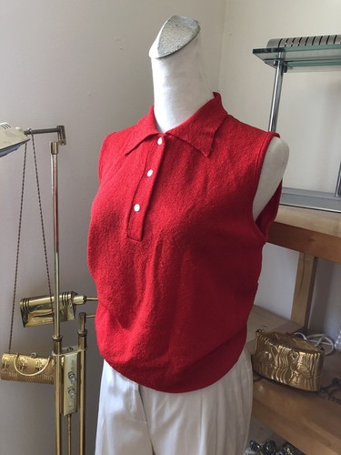 Vintage 70s Red Nylon Stretch Knit Top 