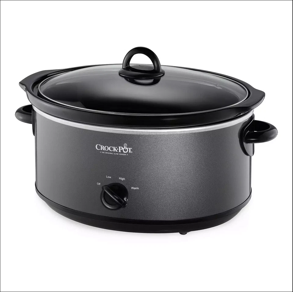 Crock-Pot 7-qt Manual Slow Cooker. Polished stainless steel finish -Charcoal. - Image 2 of 2
