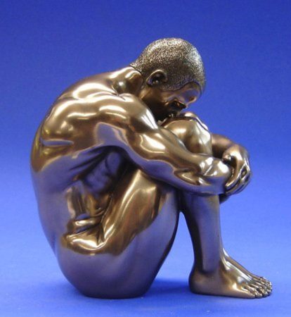 Man Sitting Bronze Figurine 12 Cm