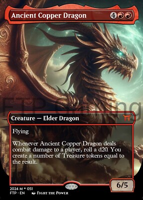 Ancient Copper Dragon Borderless Style Card For EDH and Playtest