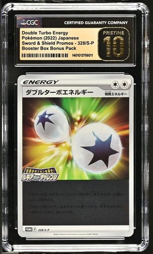 CGC Graded 10 Pristine Double Turbo Energy 328/S-P Bonus pack promo Pokemon Card