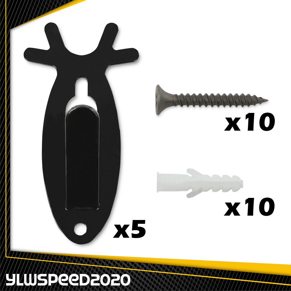 5PCS European Deer Antelope Antler Style Mount Skull Wall Hanger Hook Black New 