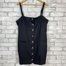 J.CREW NWT Women's Lightweight Claudia Black Linen Dress LARGE CC077