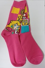 Princess Peach Pink Super Mario Bros Funny Game Retro Cosplay Cartoon Socks